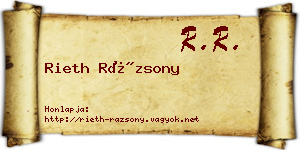 Rieth Rázsony névjegykártya